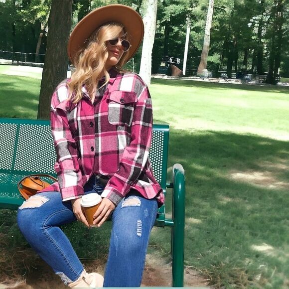 PLUS SIZE Women's Warm (Oversized) Multi Color Flannel Shacket Jacket. SIZE 20W - Picture 7 of 15